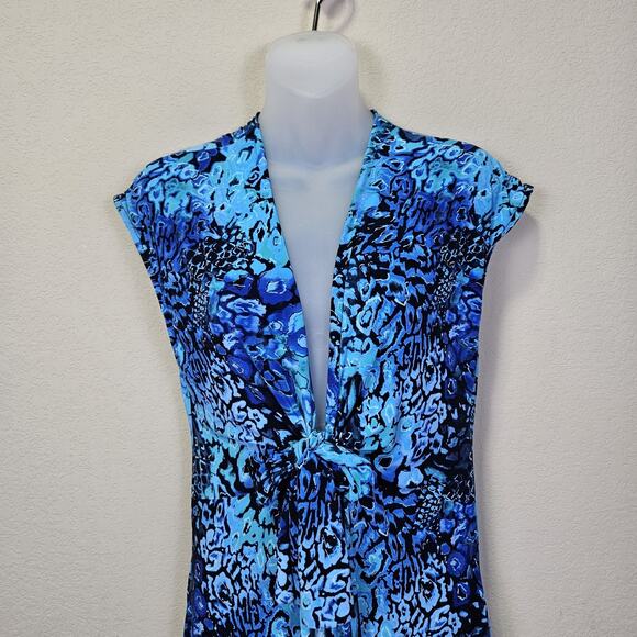 Miraclesuit Womens Swimsuit CoverUp Belted Dress Short Sleeve Nautical Stretch M - Picture 2 of 12